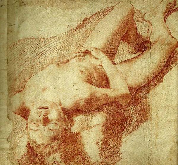 Annibale Carracci liggande naken yngling France oil painting art